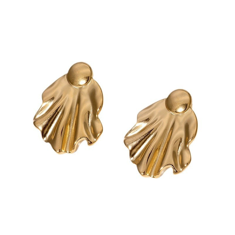 Minimalist Stainless Steel Earrings with Plated Finish for Women Retro Chic Fashion Ear Studs