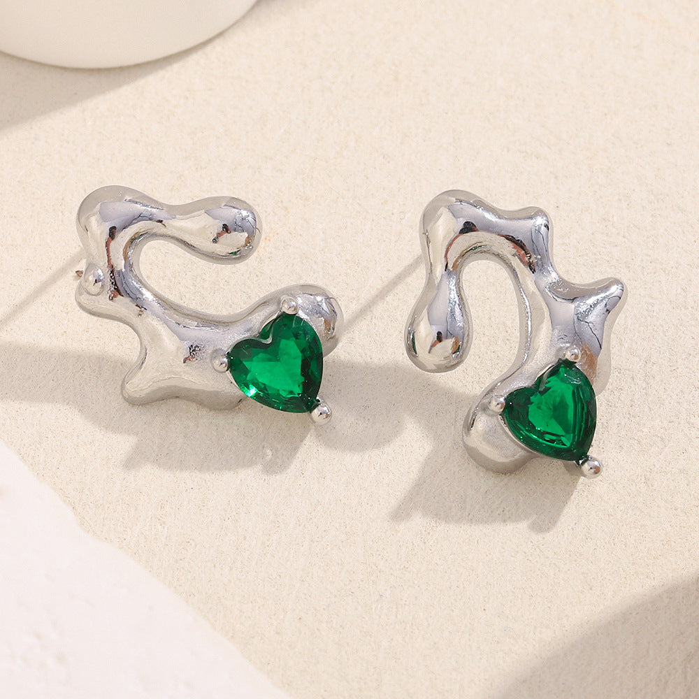 Irregular Heart-Shaped Stainless Steel Earrings with 18K Gold Plating for Women, Fashionable and Stylish Statement Jewelry