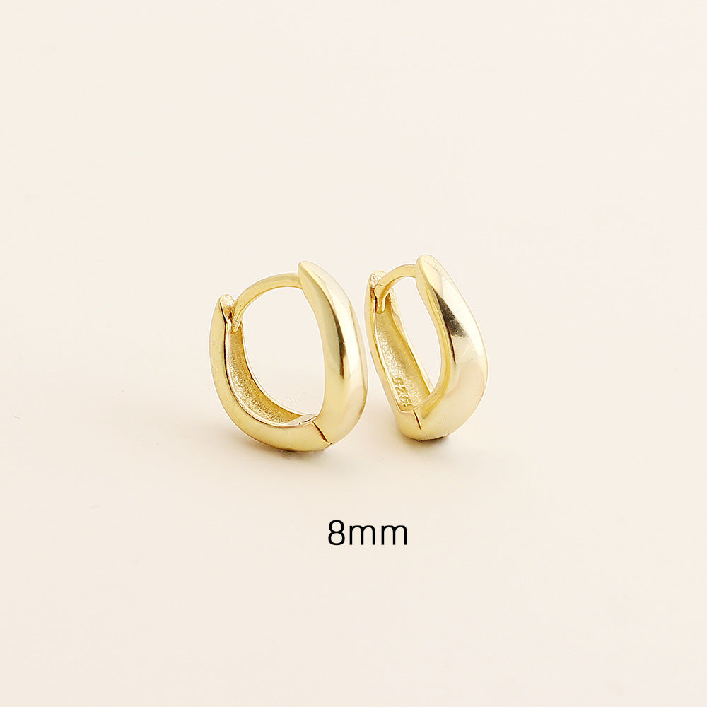 Pendientes de aro pulidos redondos geométricos de plata de ley 925 minimalistas