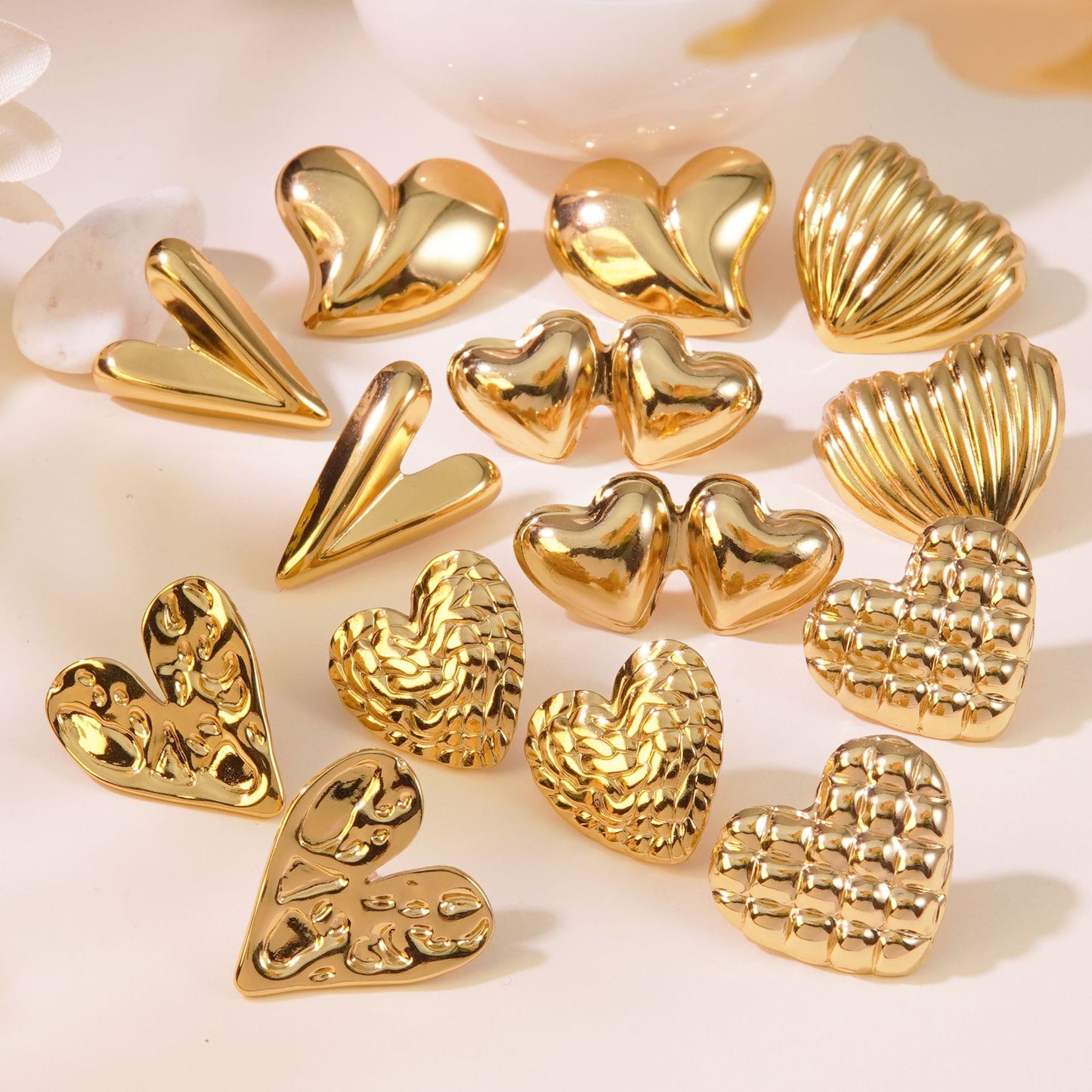 Sweet Streetwear Heart Plated Stainless Steel Earrings