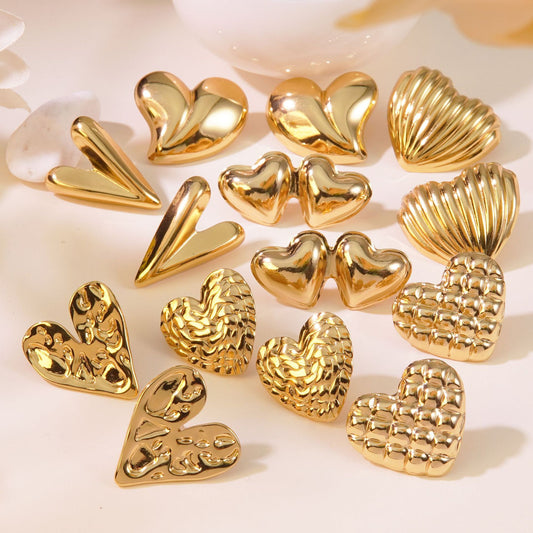 Sweet Streetwear Heart Plated Stainless Steel Earrings