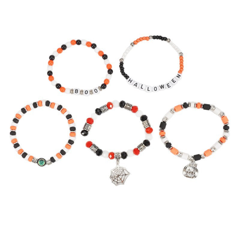 Juego de pulseras de cuentas con letras unisex casuales con colgante, pulsera de moda electrochapada de aleación para recuerdo de viaje