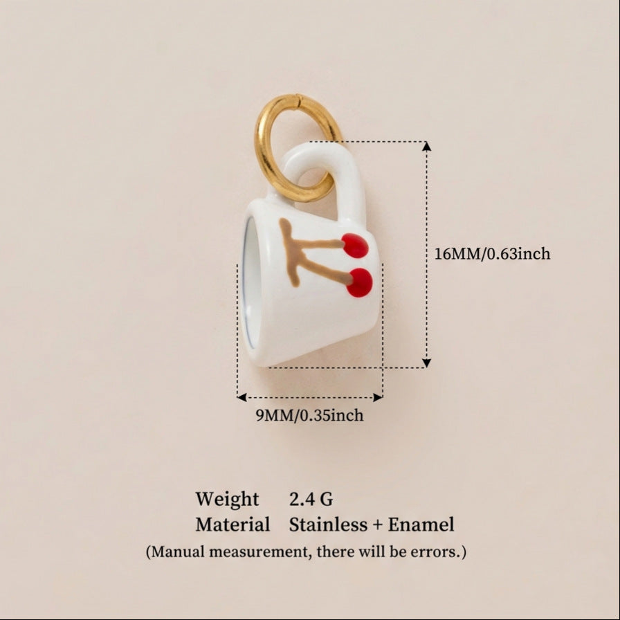 Vintage 18K Gold Plated Brass Heart Drip Oil Cartoon Charm Bar for Women