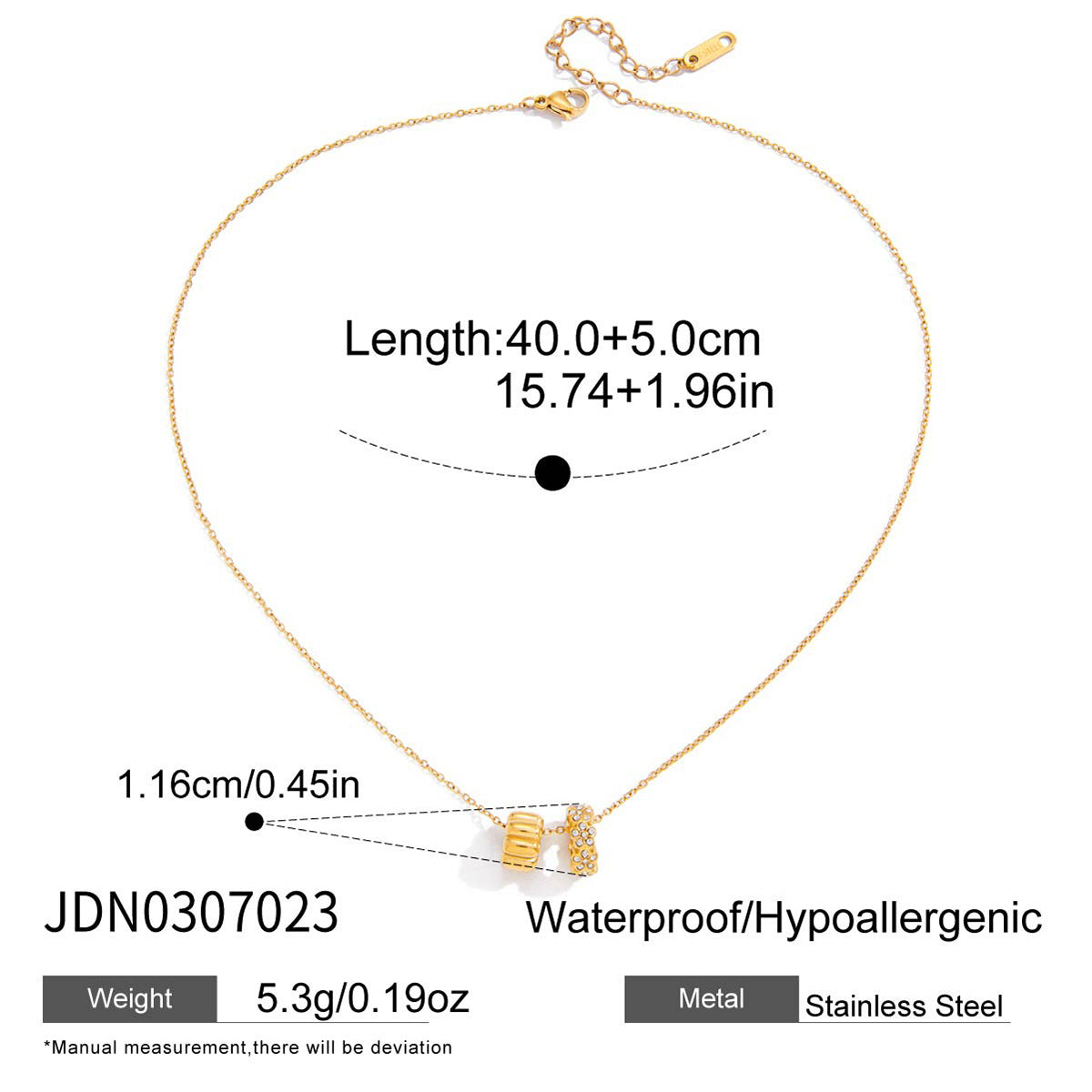 Collana con Ciondolo Geometrico Minimalista in Acciaio al Titanio Placcato per Donna