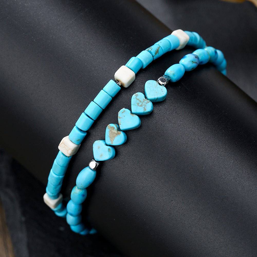 Bohemian Ethnic Geometric Heart Turquoise Bracelet Set Unisex