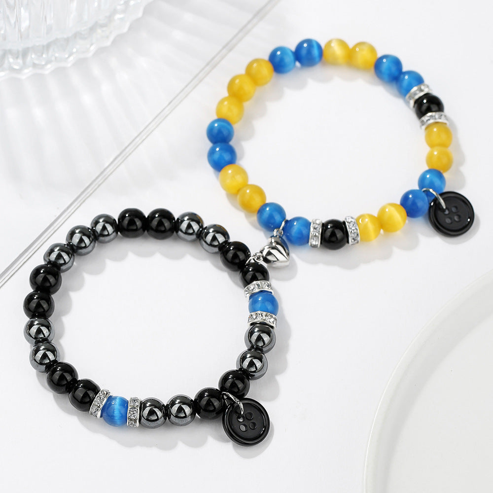 Handmade Geometric Round Stone Bracelet for Unisex