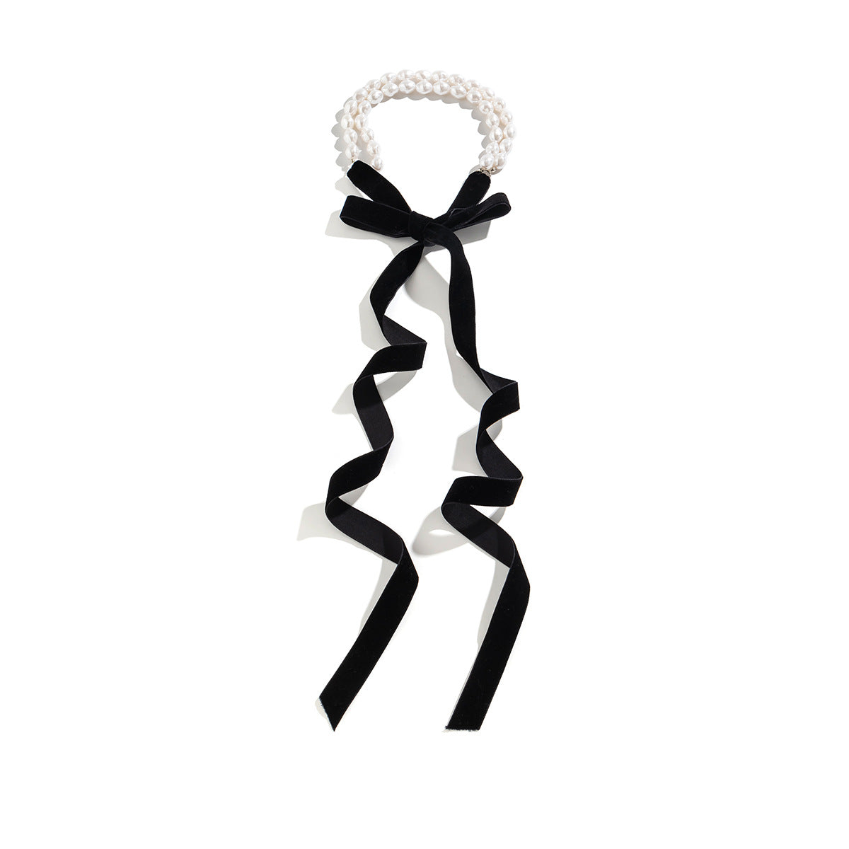 Sweet Geometric Imitation Pearl Ball Chain Necklace with Velvet Tassel DIY Charm Bar for Women