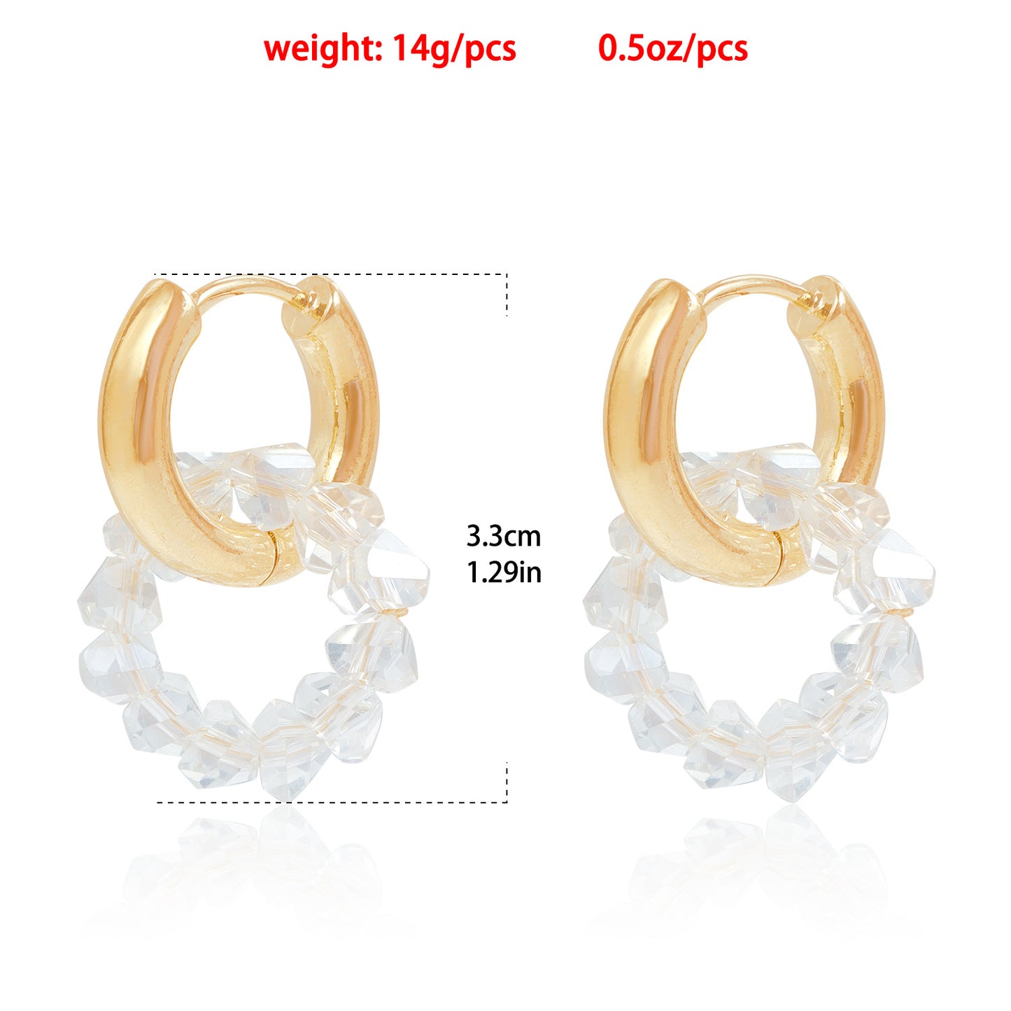 Pendientes de doble aro geométricos en metal chapado para mujer con postes de acero inoxidable