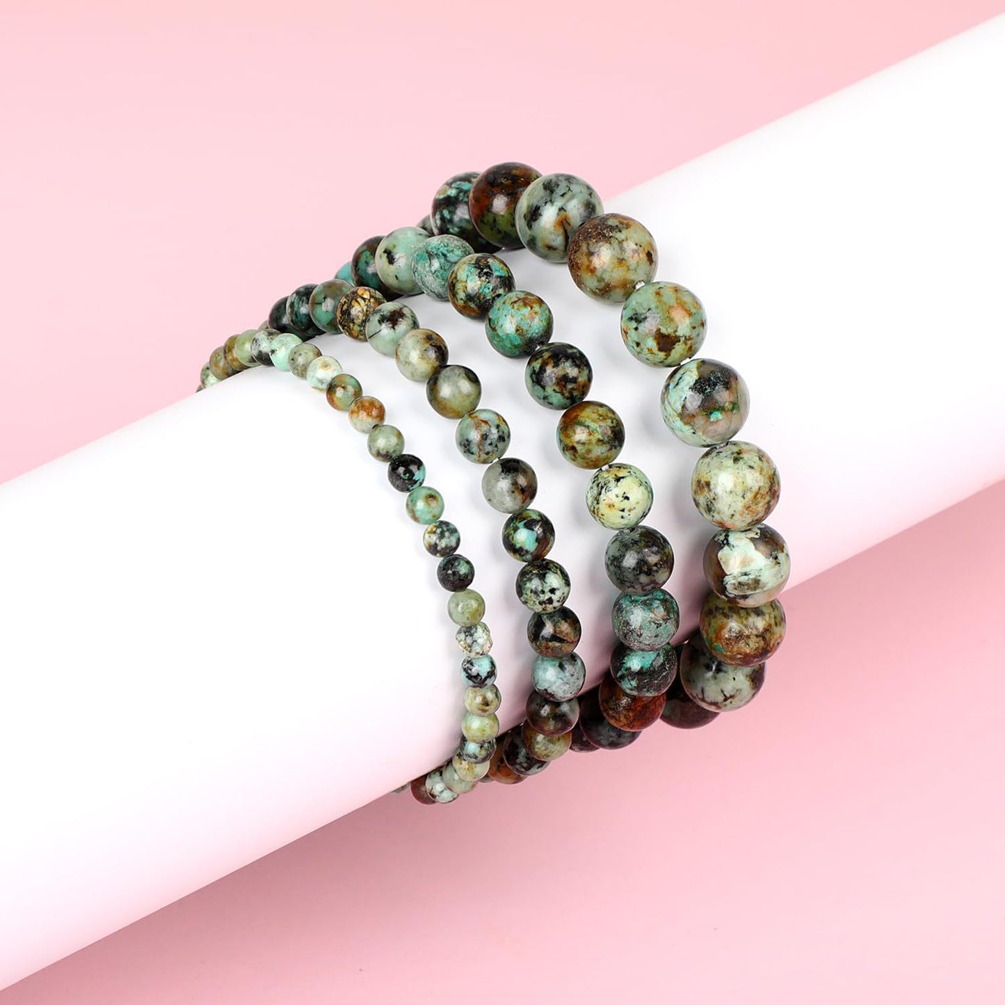 Natural Crystal Agate Round Beaded Stretch Bracelet Unisex