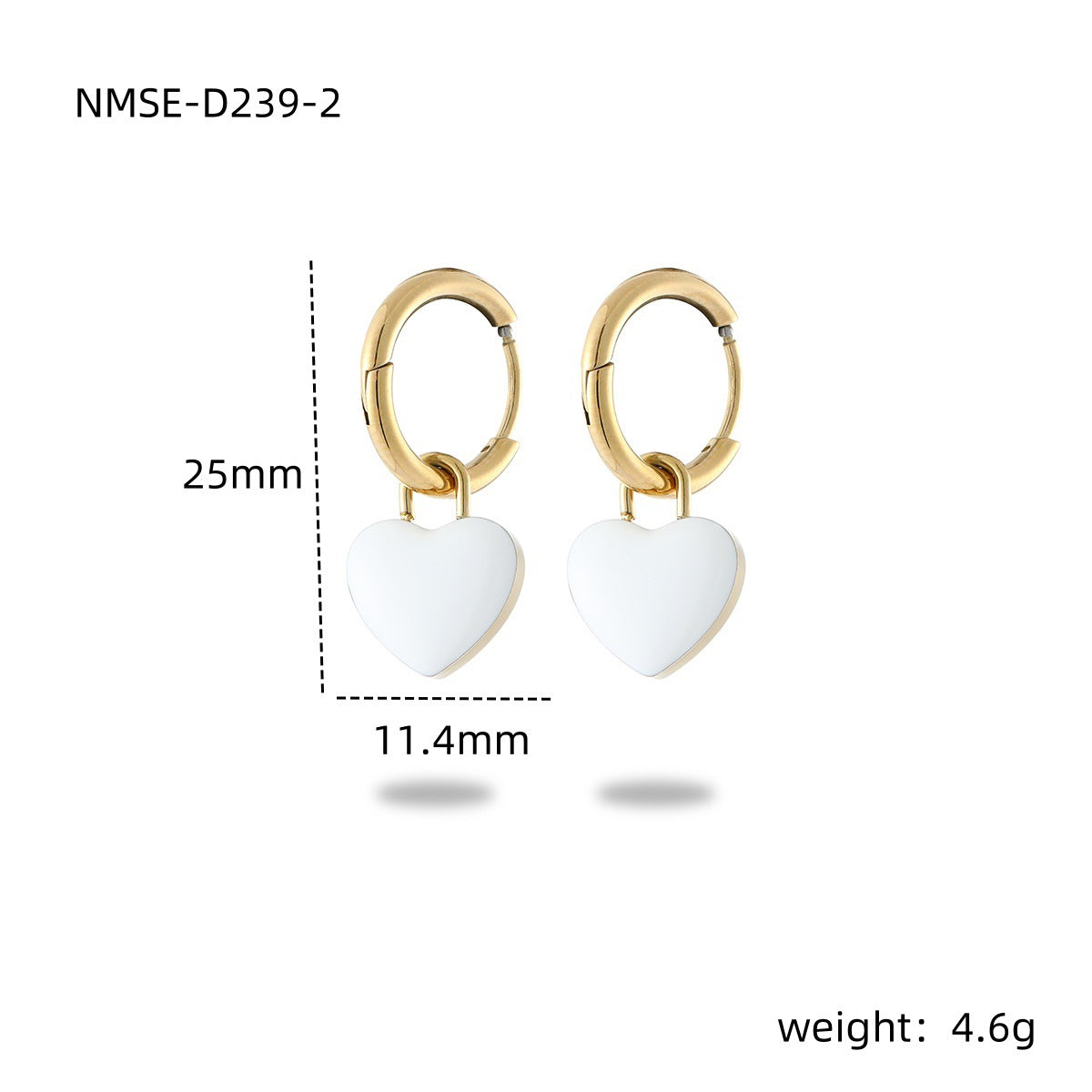 Orecchini da donna alla moda a forma di cuore in acciaio al titanio con smalto minimalistici