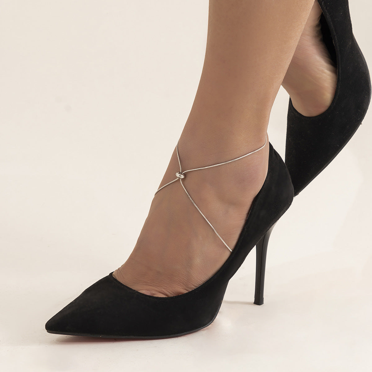 Minimalist Geometric Alloy Ball Chain Anklet for Women