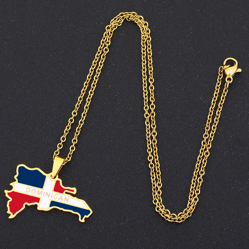 Collar de estilo vintage con colgante geométrico esmaltado para hombre y mujer, de acero inoxidable y titanio, cadena en O, accesorio de moda