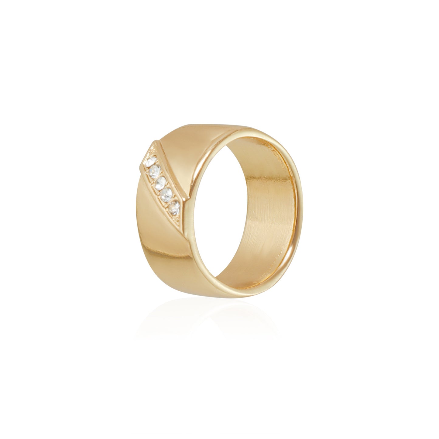 Minimalist Geometric Rhinestone Plated Alloy Adjustable Ring for Women
