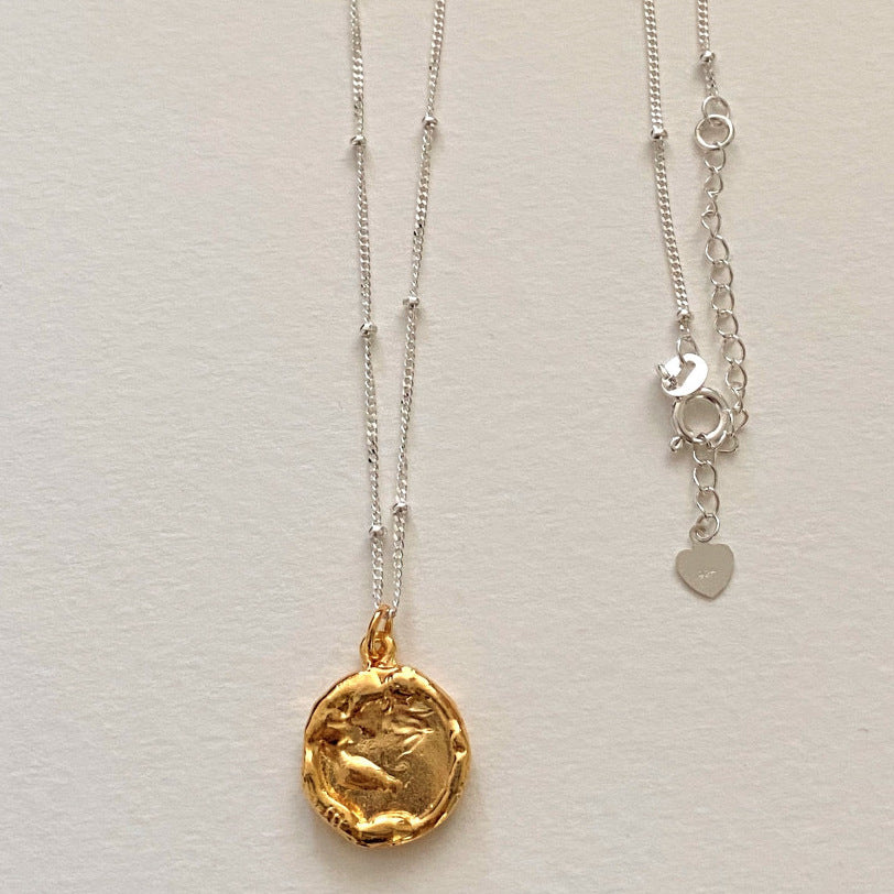 Minimalist Geometric Saturn Pendant Necklace in 925 Sterling Silver