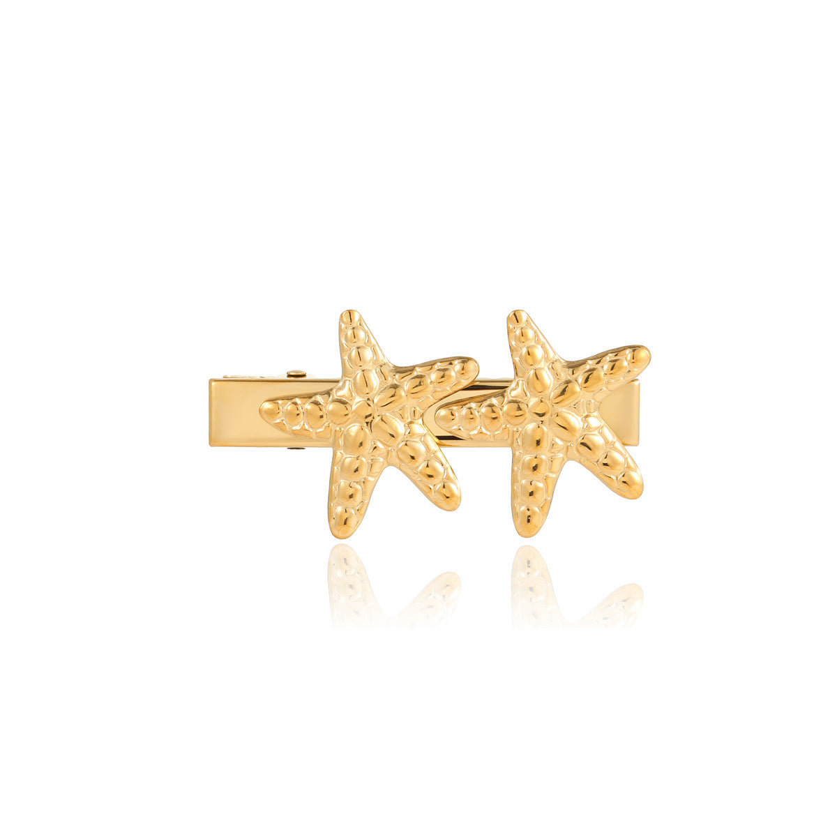 Fashionable Star and Heart Shaped 18K Gold Plated Stainless Steel Hair Clip for Women