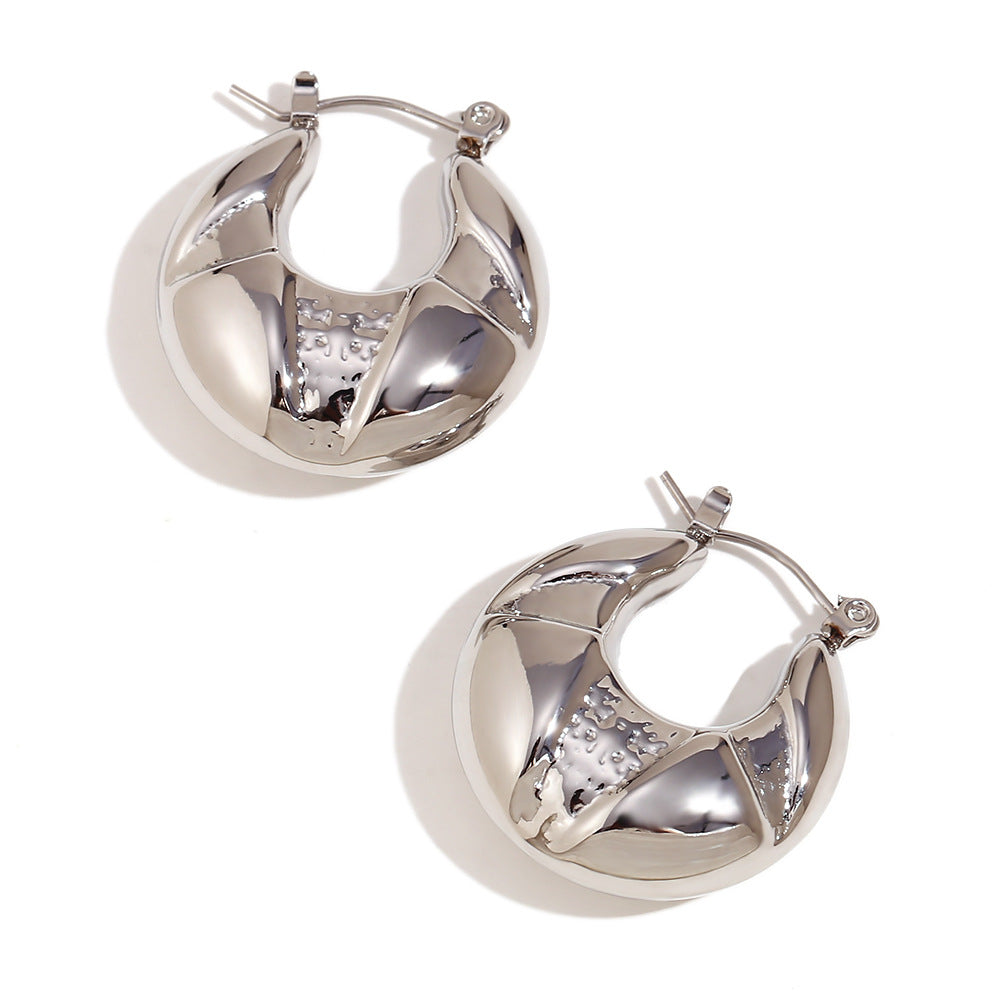 Fashionable Minimalist Geometric Hoop Earrings for Women Stainless Steel with 18K Gold Plating