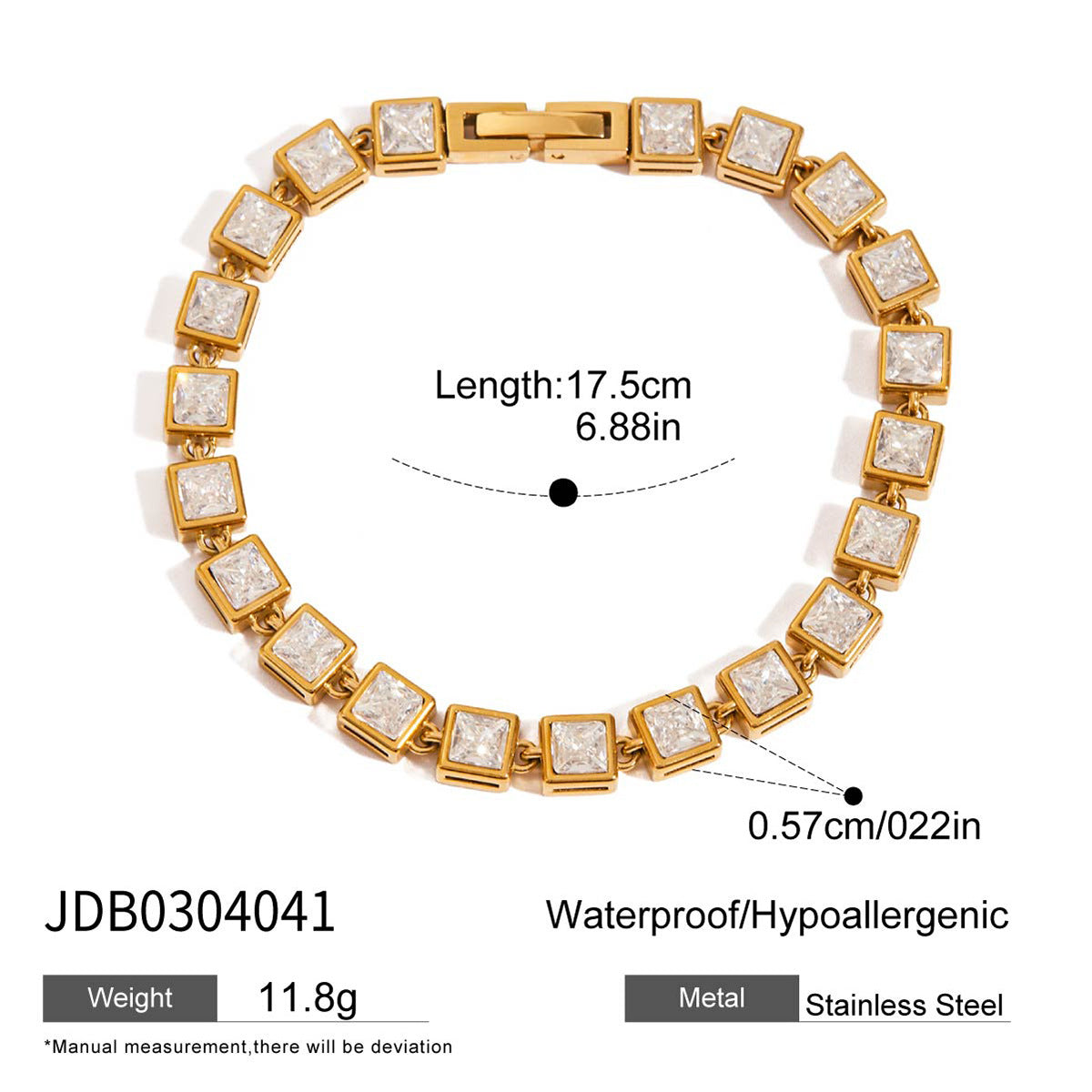 Pulsera Minimalista Geométrica de Acero Inoxidable con Incrustaciones de Rhinestones para Mujer, Bañada en Oro de 18K, Joyería de Lujo de Acero de Titanio