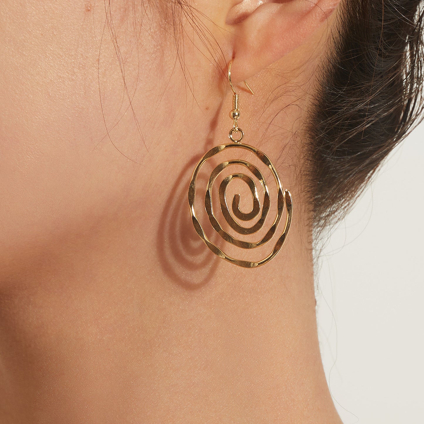 Fashionable Hollow Circular Spiral Earrings for Women in Alloy with Plated Finish