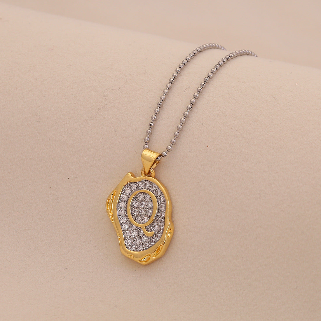 Retro Letter Pendant Necklace for Women in Brass with Minimalist Elegant Locket Style
