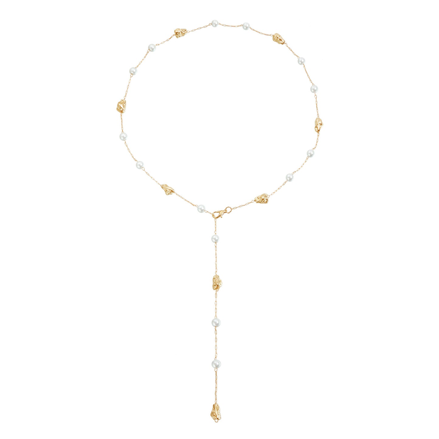Irregular Geometric Alloy Y-Necklace with Pearl for Women