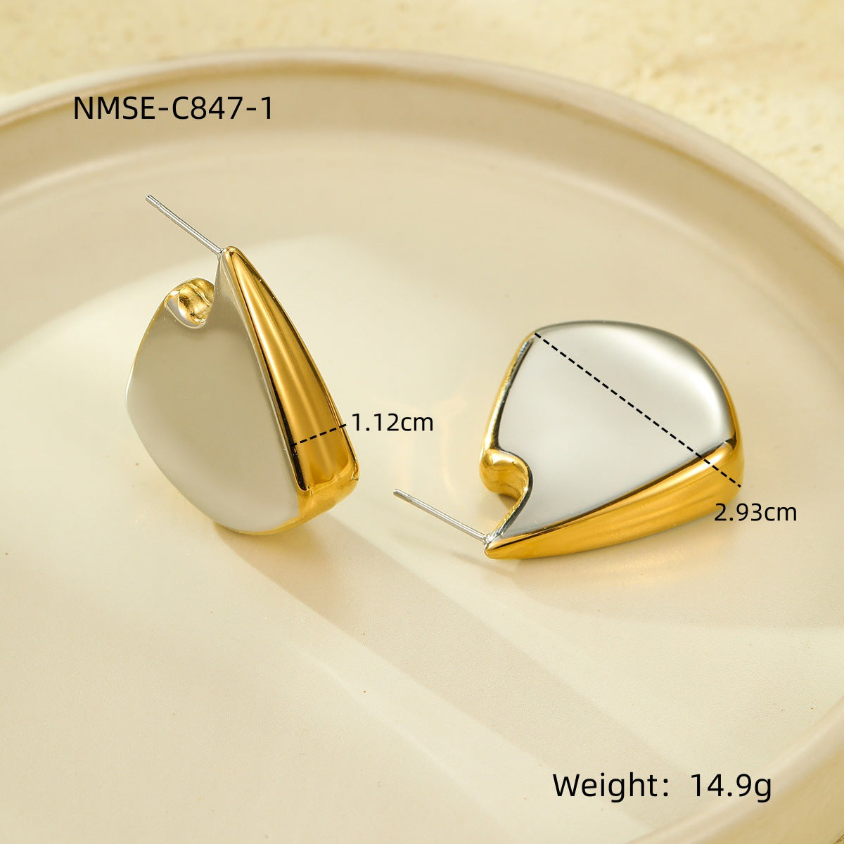 Orecchini Minimalisti Geometrici in Acciaio Inossidabile da Donna Placcati Oro e Argento