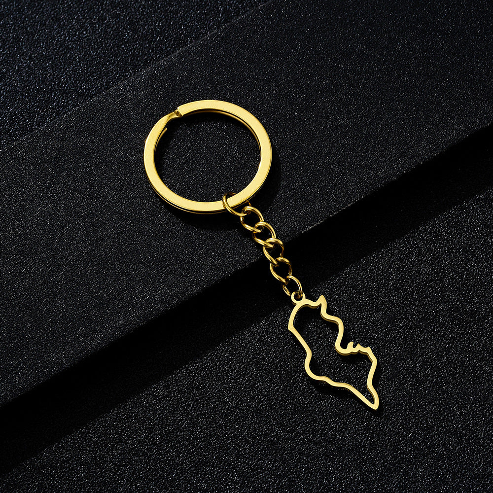 Colgante de llave tunecina minimalista de acero inoxidable con diseño calado para hombres y mujeres