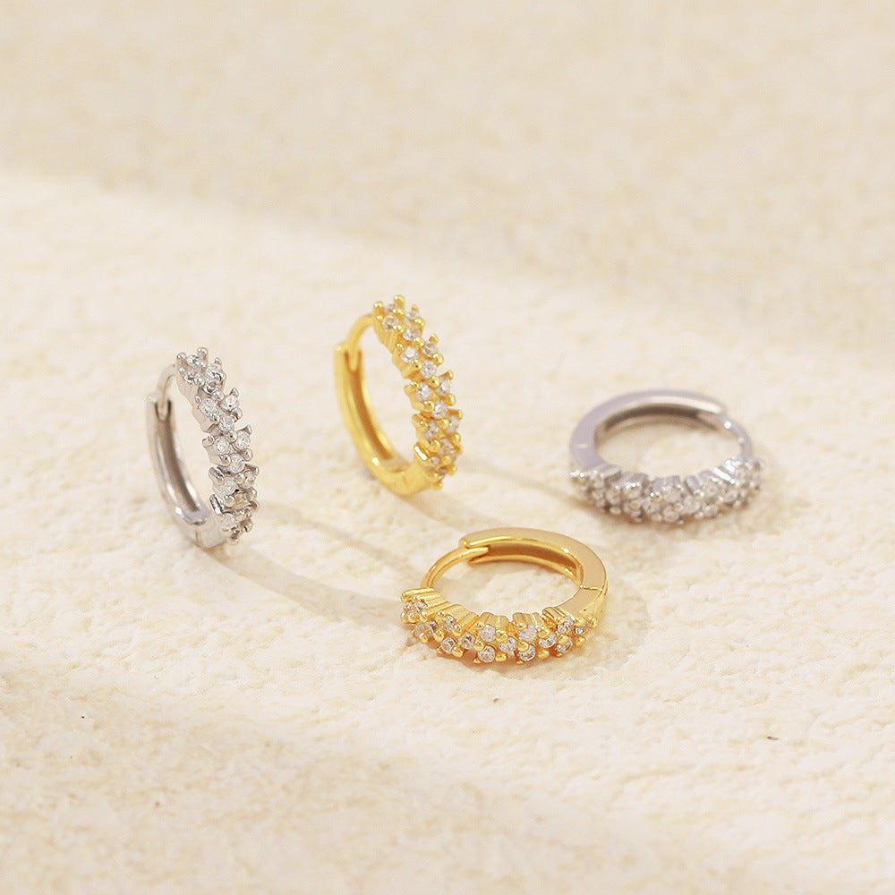 Orecchini a Cerchio da Donna Minimalisti Geometrici S925 in Argento Sterling con Strass