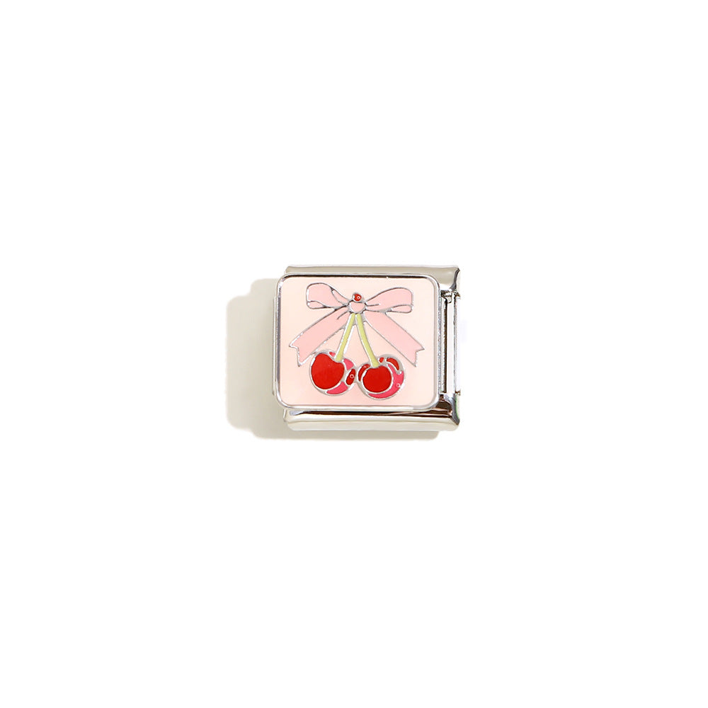 Elegant 18K Gold Plated Drip Oil Square Stainless Steel Charm Bar for Women