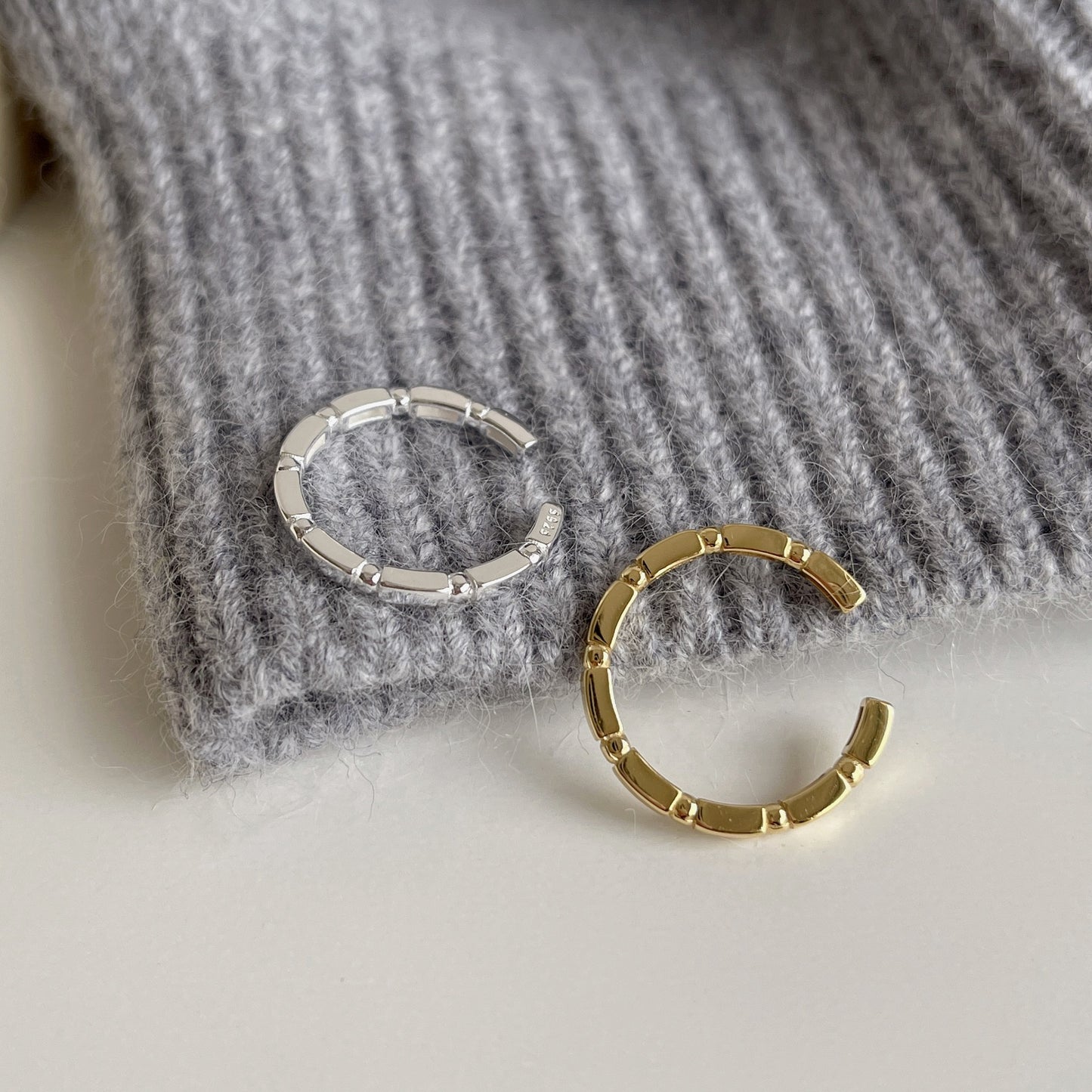 Minimalist Geometric Square-Shaped 925 Sterling Silver Ring for Women with Clean Line Design