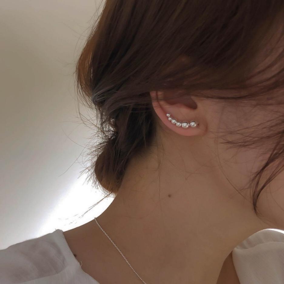 Minimalist Geometric Round Bead Earrings in Sterling Silver 925 for Women