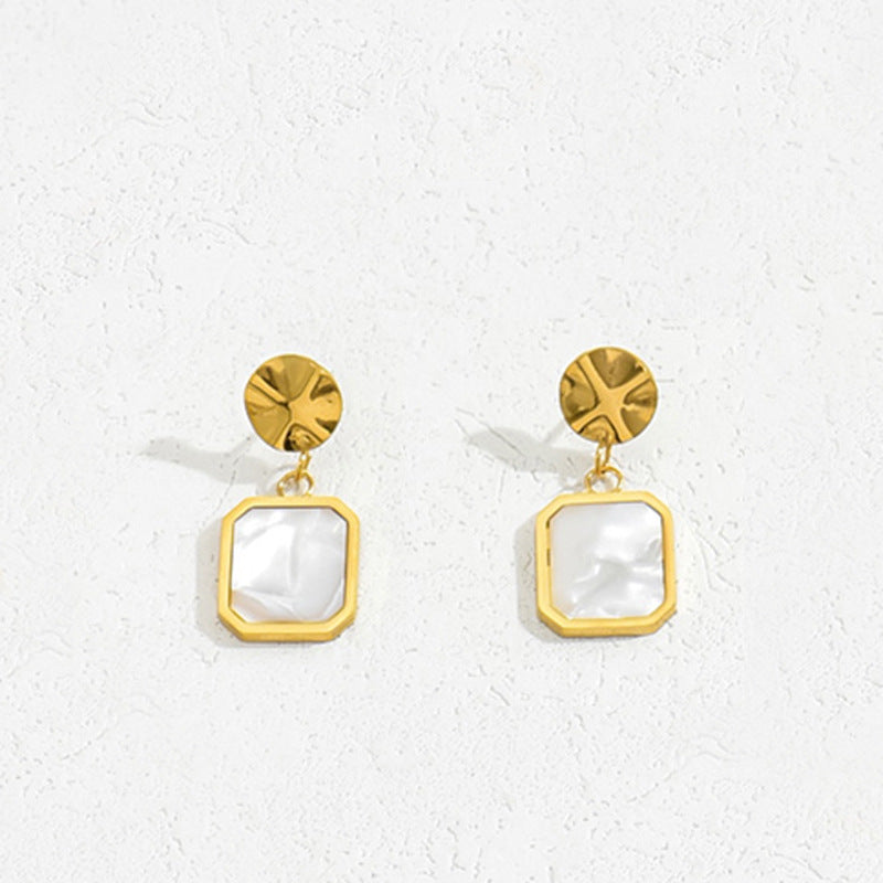 Juego de collar, pendientes y anillo de lujo minimalista chapado en cobre geométrico cuadrado para mujer