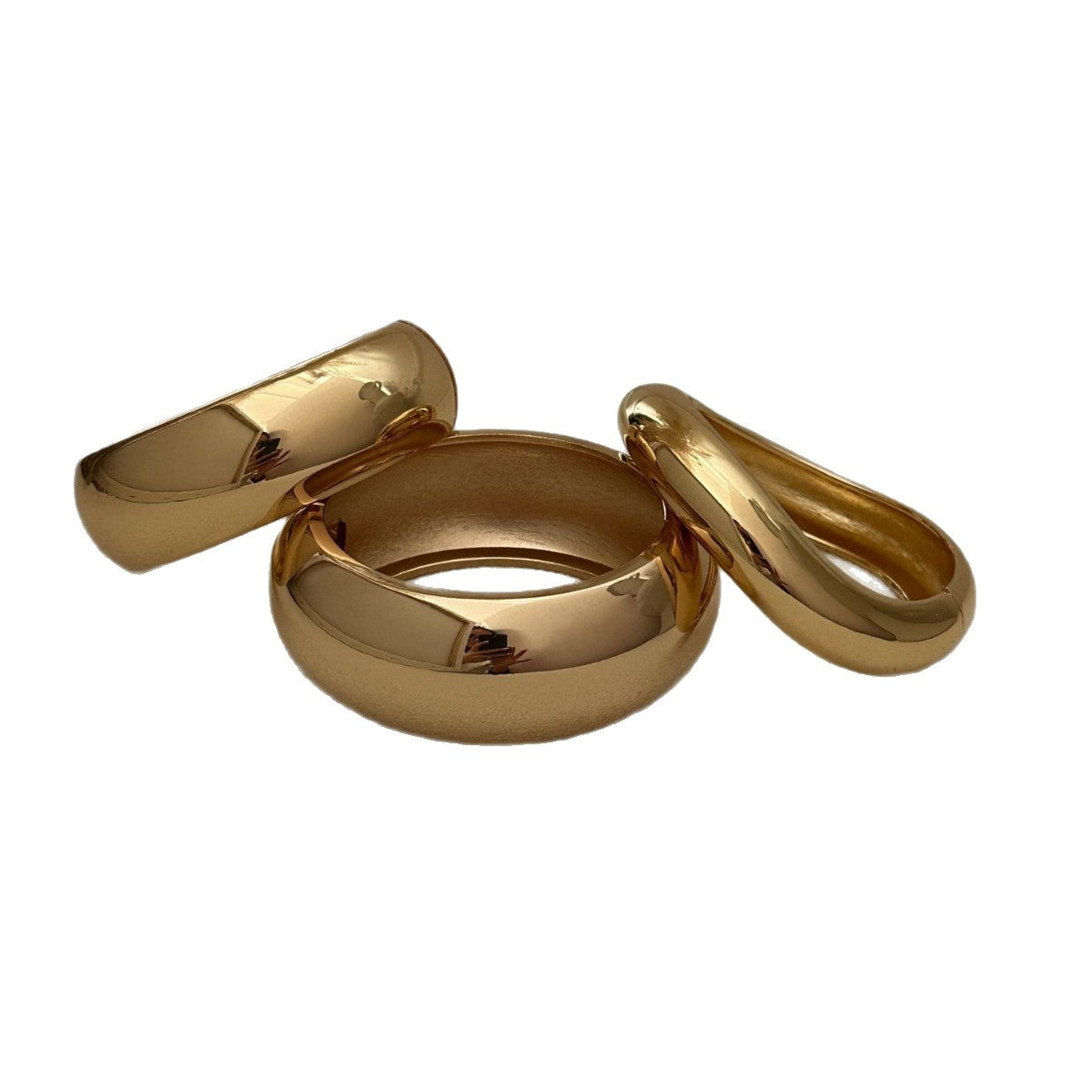 Punk Minimalist Round Geometric Plated Alloy Cuff Bracelet