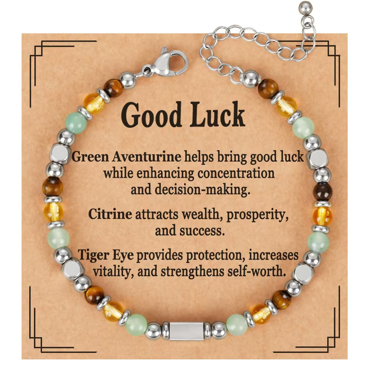 Bohemian Sweet Geometric Natural Stone Turquoise Agate Zebra Print Stainless Steel Bracelet Unisex