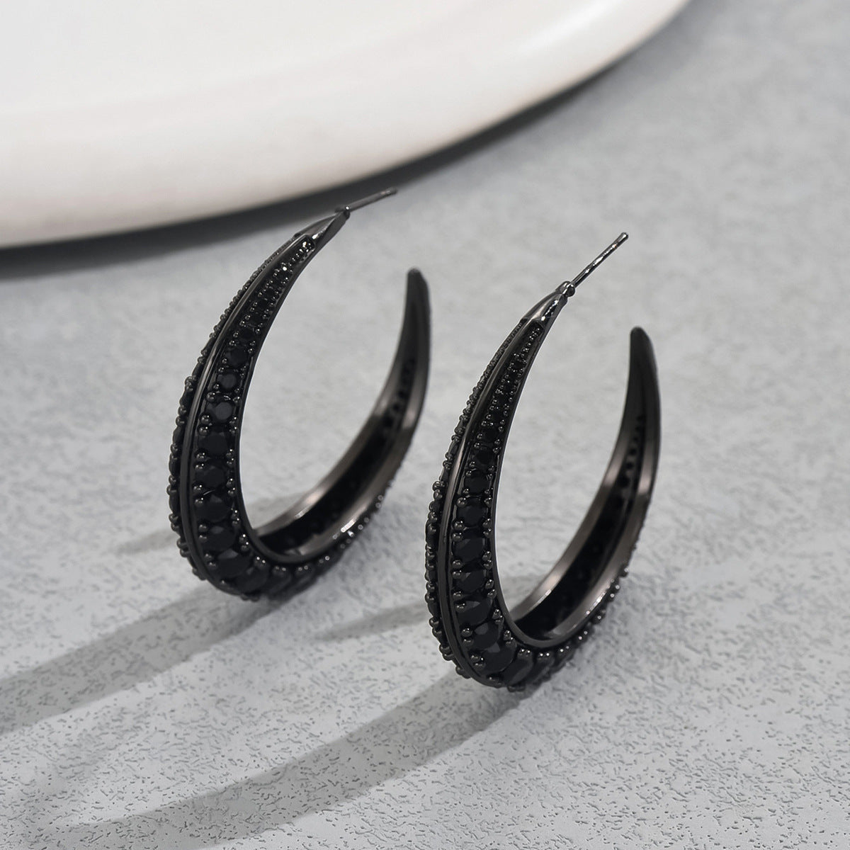 Pendientes de Cobre Geométricos Minimalistas en Forma de U con Incrustaciones de Pedrería para Mujer, Estilo Fresco y Dulce