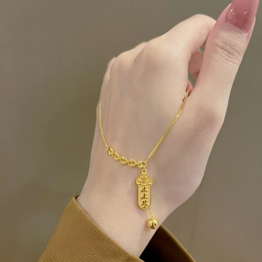 Collana da donna in acciaio al titanio con lettere alla moda stile OL, placcata, catena clavicola che non sbiadisce