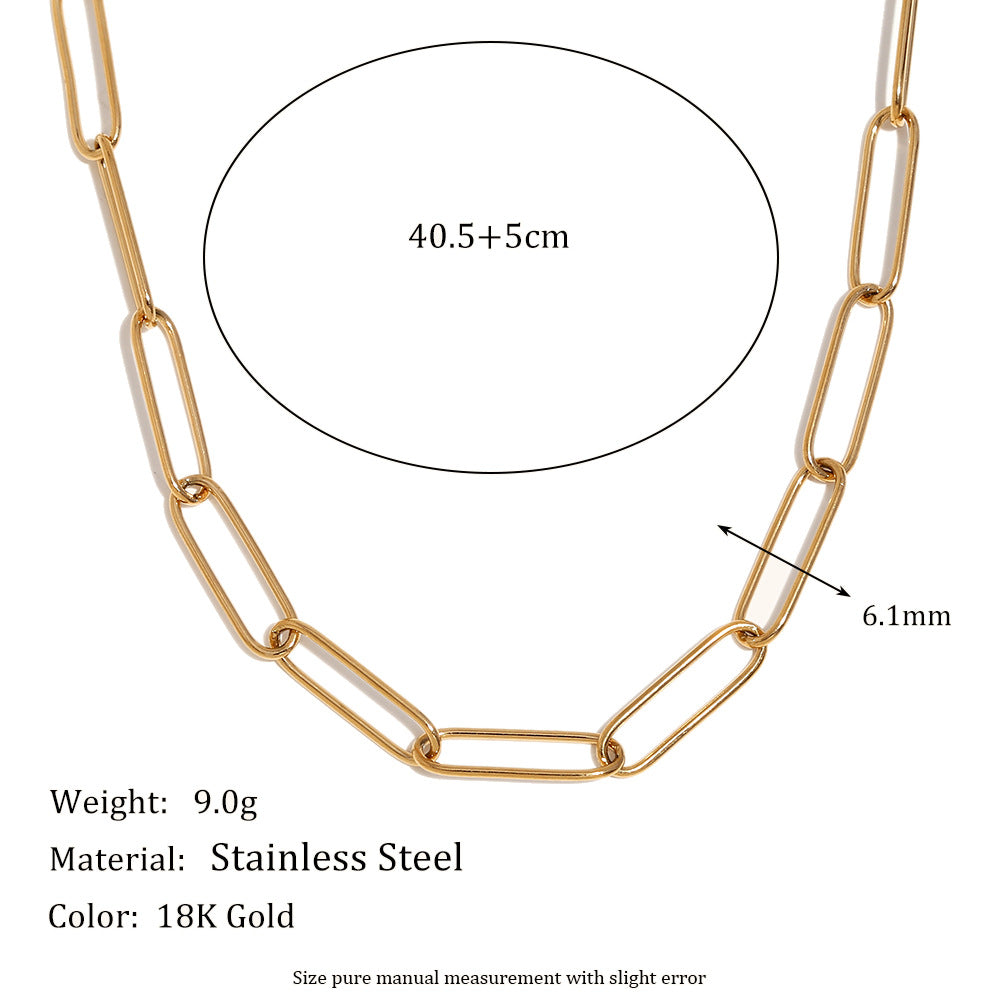 Collana con ciondolo geometrico minimalista in acciaio inossidabile con placcatura in oro 18K da donna