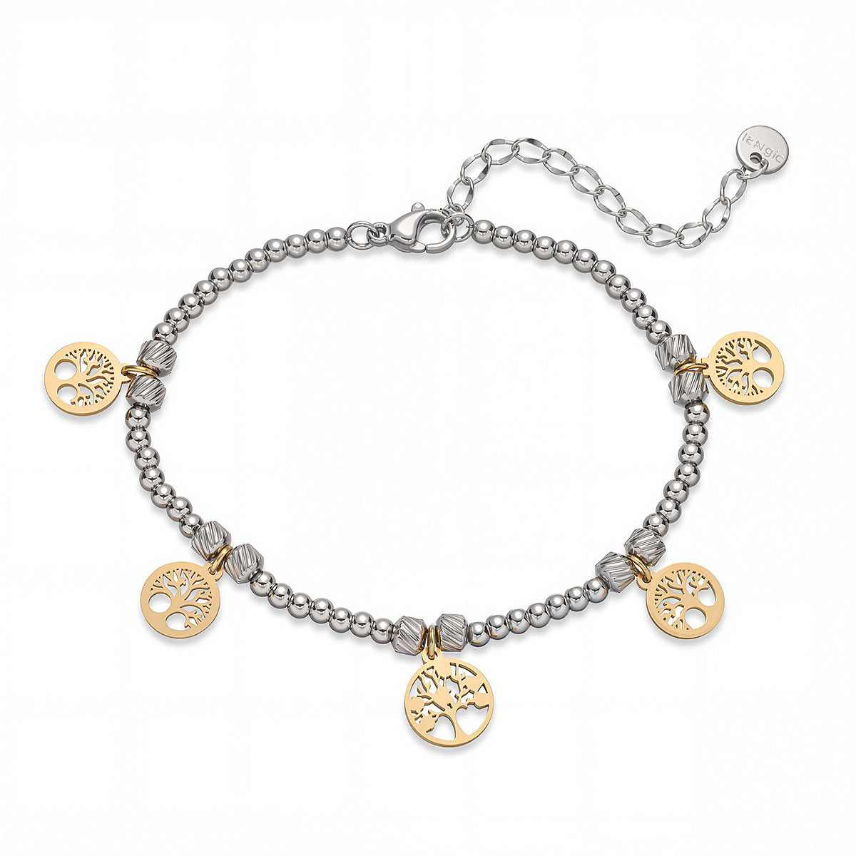 Color Block Geometric Stainless Steel Plated Bracelet with Cubic Zirconia for Women