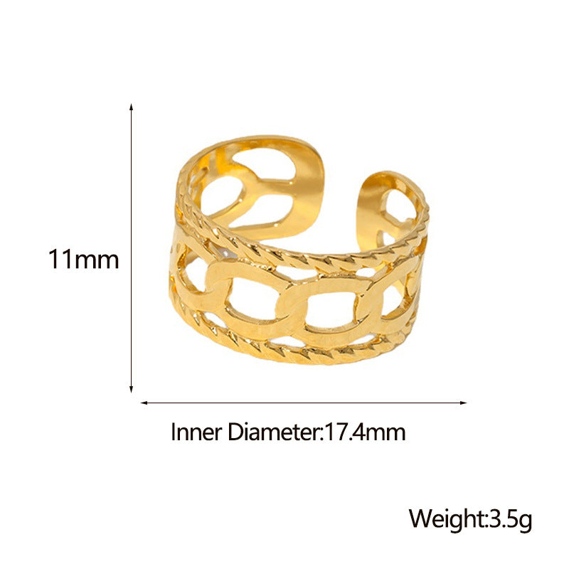 Anello Aperto Geometrico Minimalista da Donna in Acciaio Inossidabile con Placcatura in Oro 18K