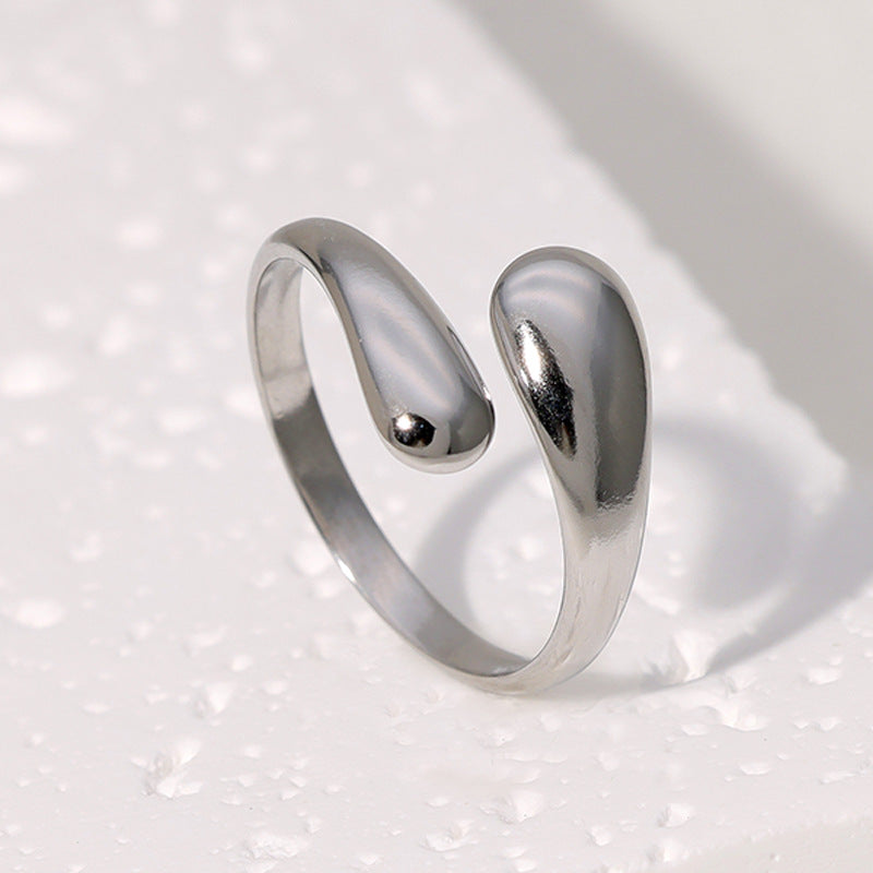 Minimalist Geometric Stainless Steel Open Ring for Women with Plated Finish and Clean Line Design
