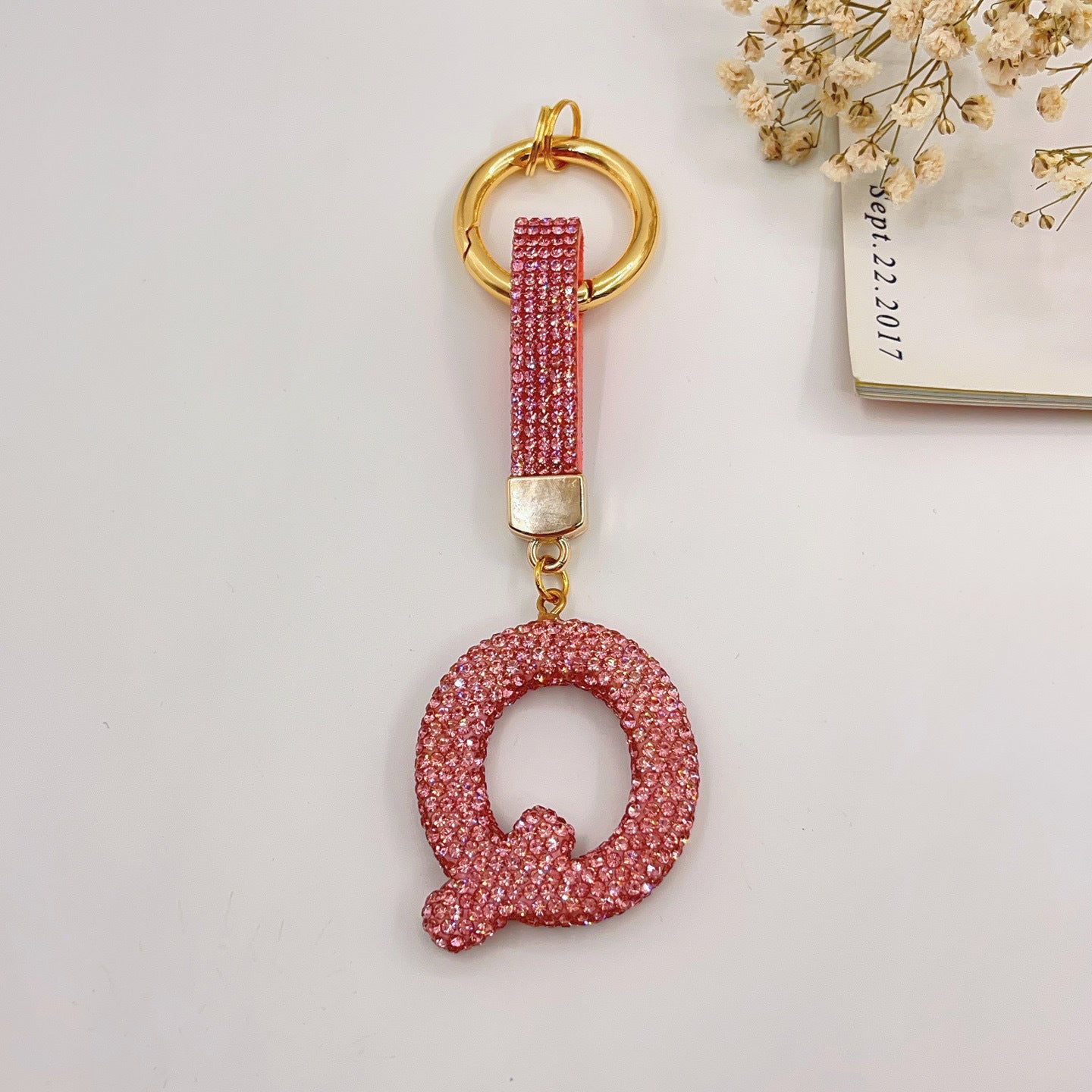 Sweet Rhinestone Inlay Letter Resin Keychain Charm Bar