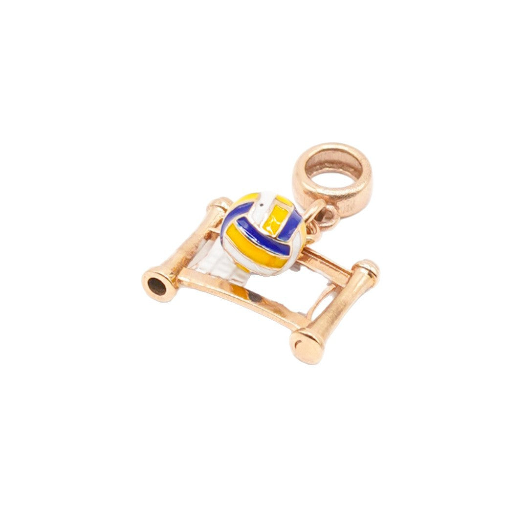 Sporty Stainless Steel Barbell Charm Bar PVD 18K Gold Plated Ball Chain Necklace Unisex