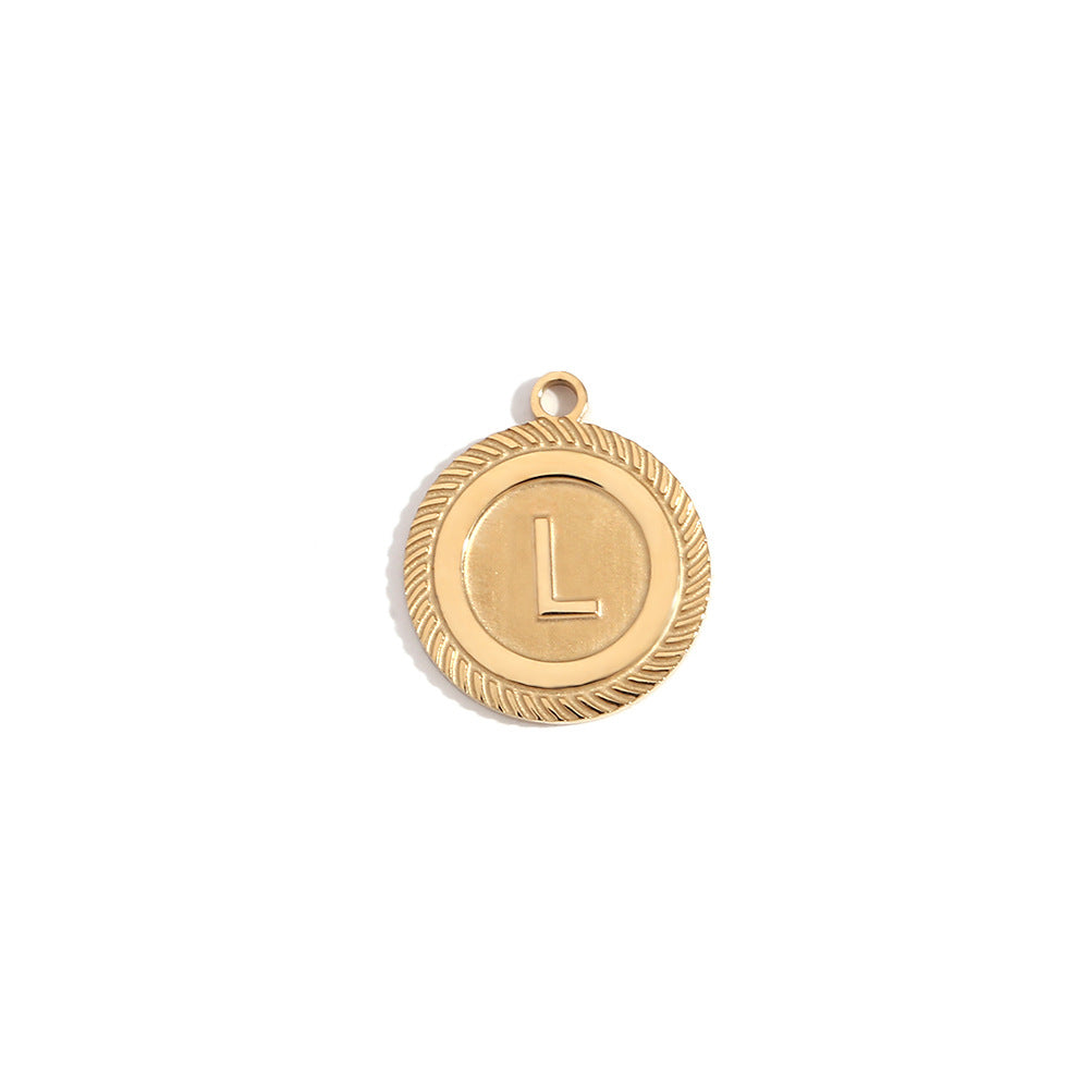 Vintage Fashion Minimalist Stainless Steel Plated 18K Gold Letter Pendant Necklace for Women