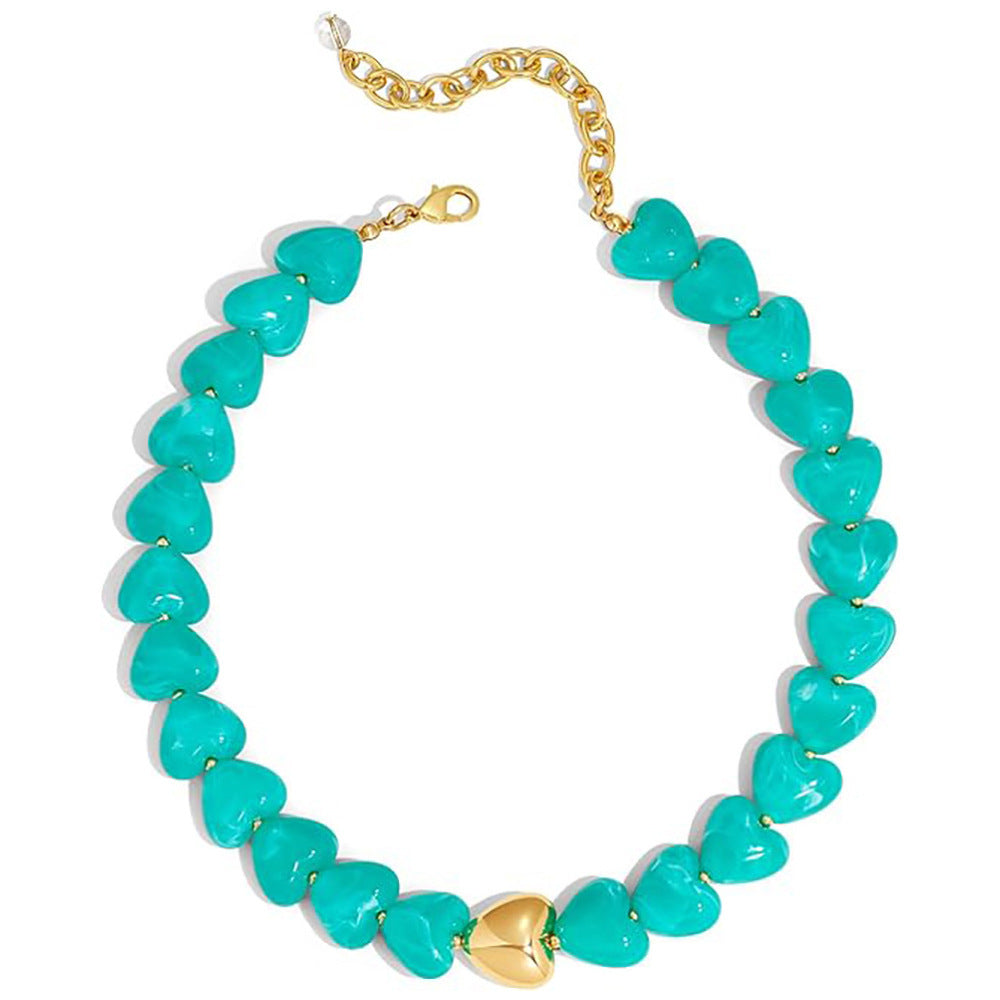 Casual Heart Acrylic Pendant Necklace for Women