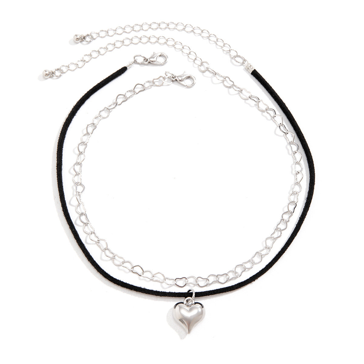 Collana Choker in Lega a Cuore "Sweet-Edgy" con Pendente Geometrico e Catena Fatta a Mano