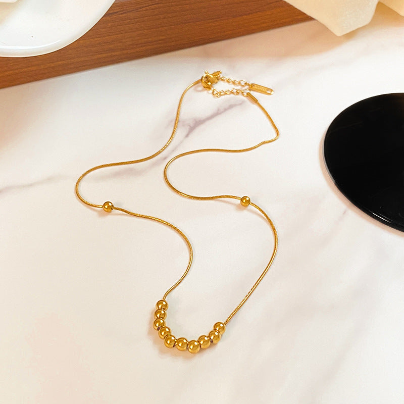 Minimalist Luxury Geometric Round Bead Titanium Steel Necklace for Unisex