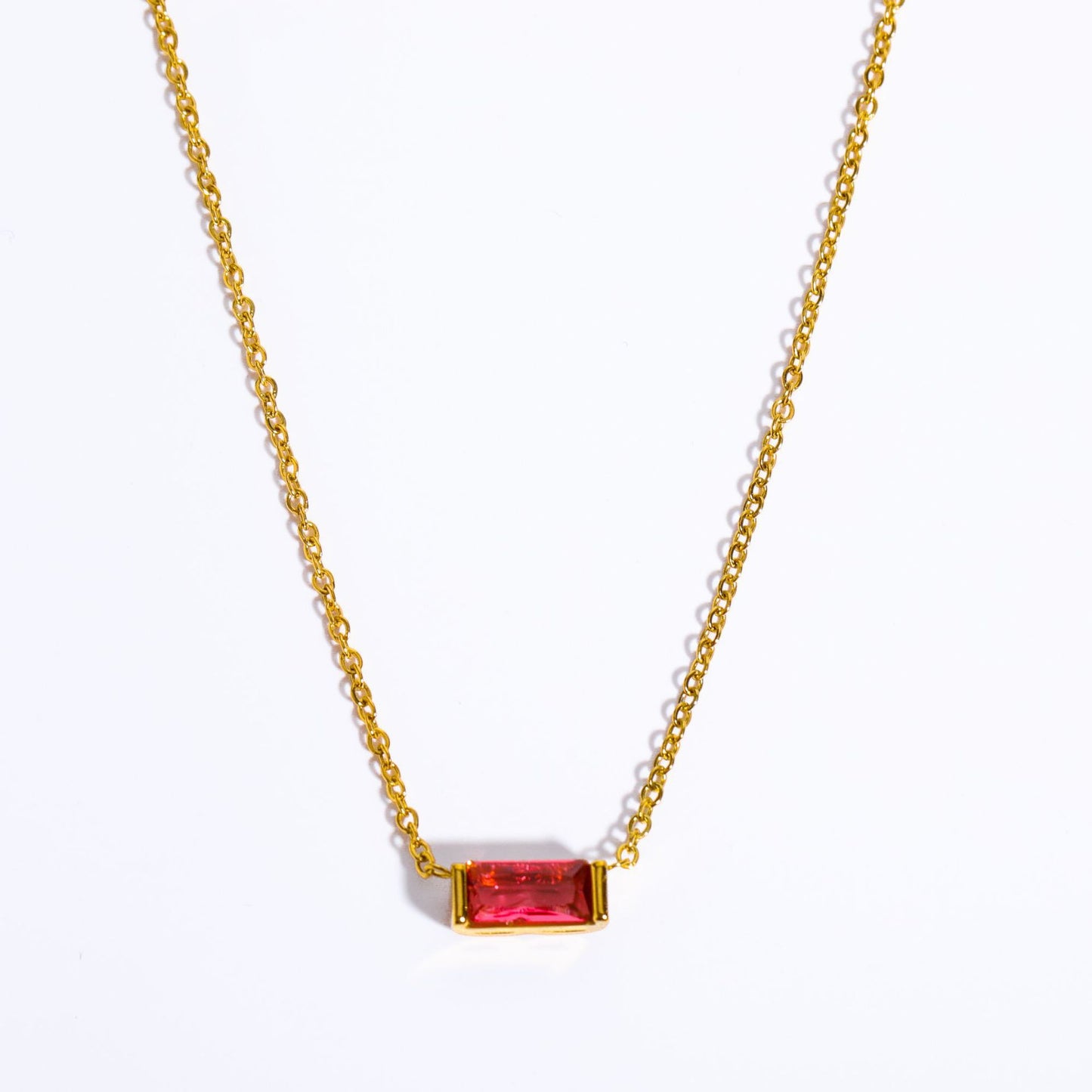 Collana Geometrica Placcata in Acciaio al Titanio con Zirconia Cubica Pietra Portafortuna Unisex
