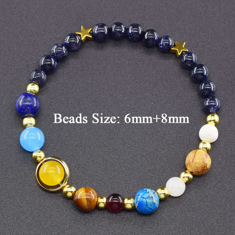 Classic Sweet Natural Gemstone Round Geometric Stretch Bracelet Unisex Jewelry Gift