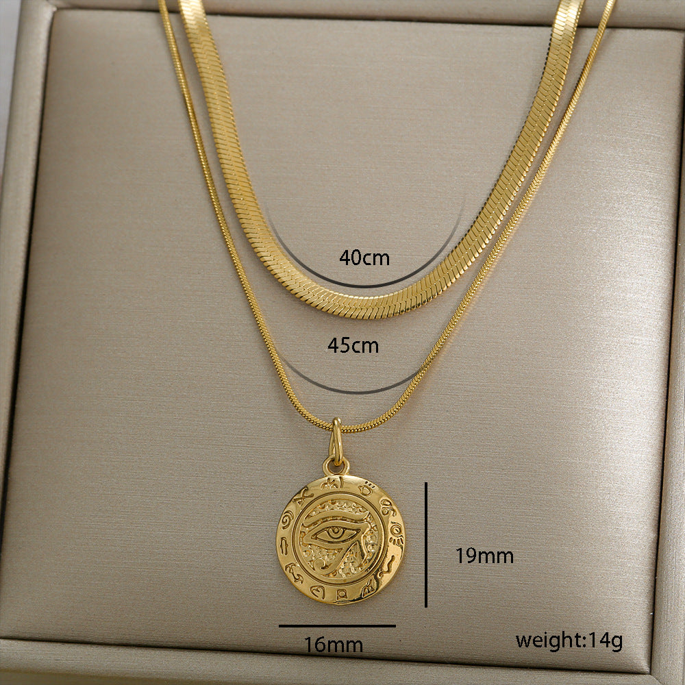 Collana corta a strati in acciaio inossidabile placcato con ciondolo a rosa floreale minimalista da donna con catena a lama