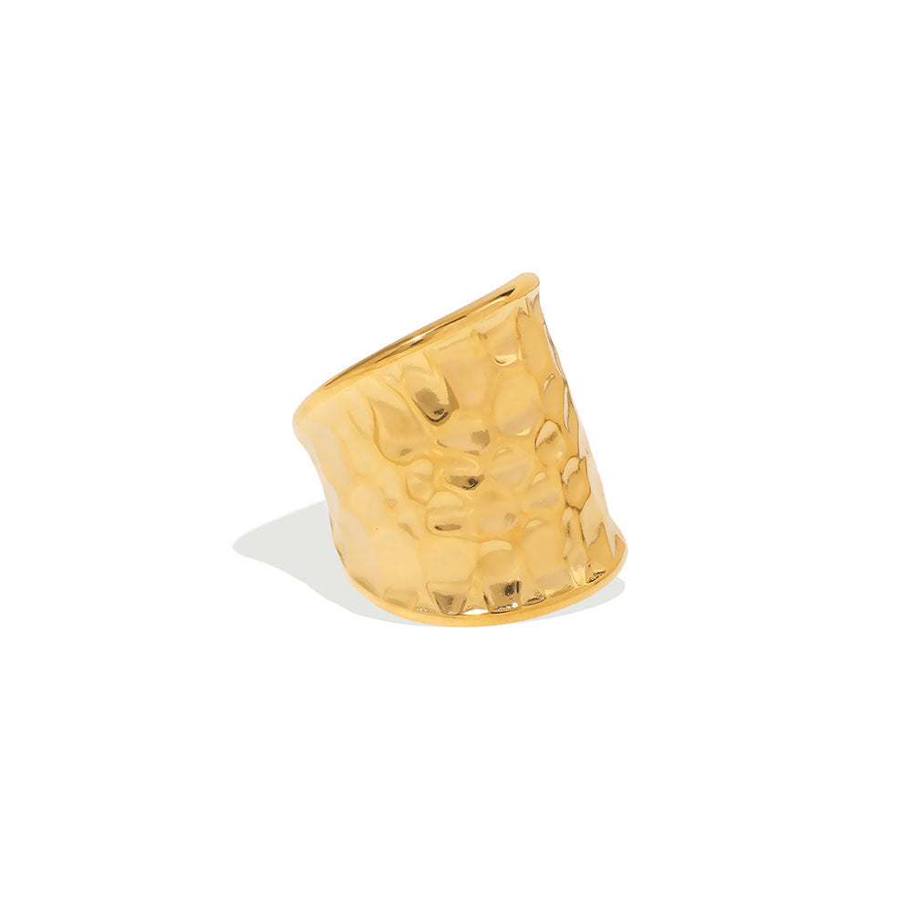 Anello Geometrico a Onda in Acciaio Inossidabile con Finitura Placcata per Uomo e Donna Anello Minimalista Spesso a Fascia Larga