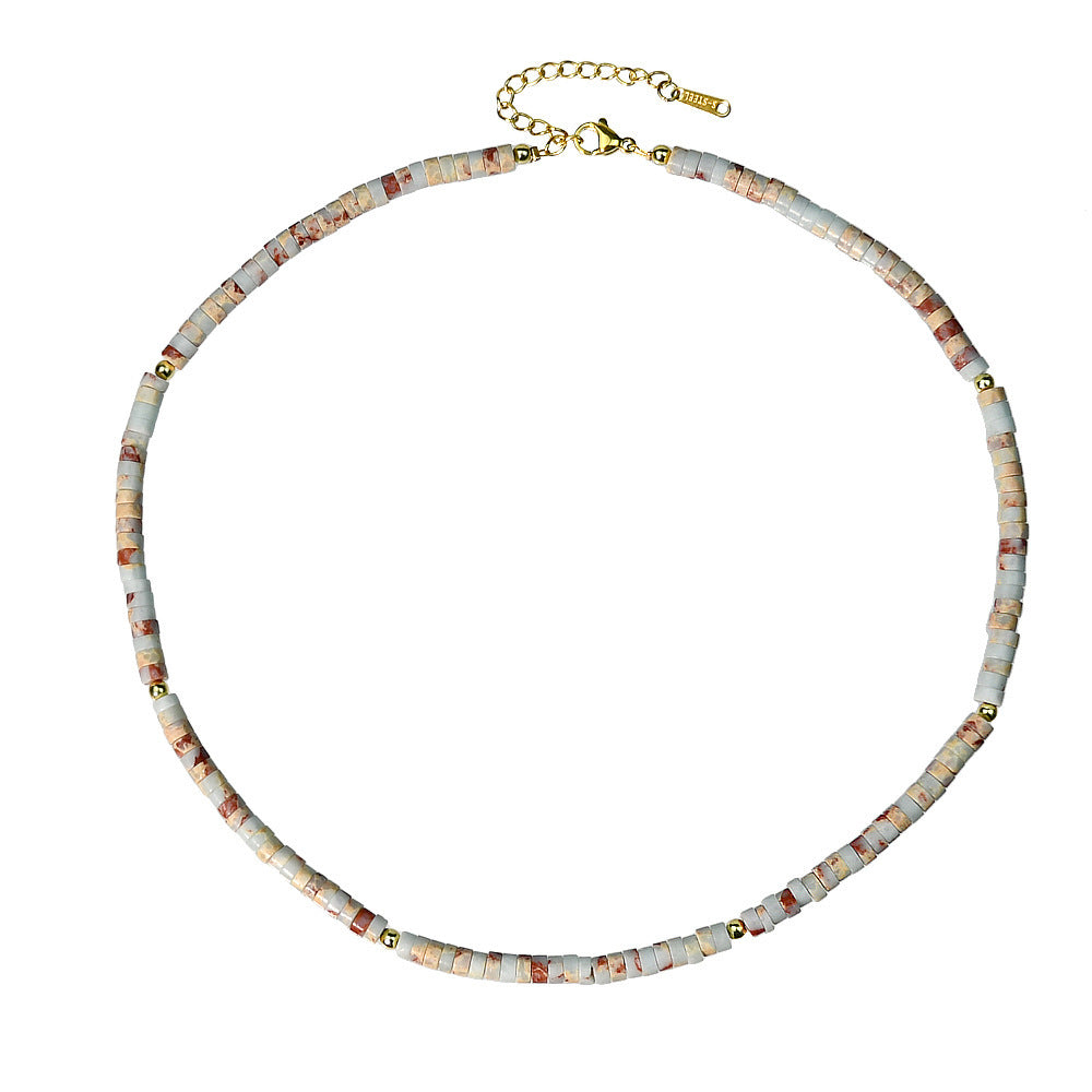 Elegant Geometric Natural Gemstone Beaded Necklace for Women